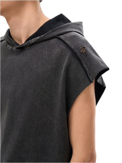 Snow Washed Boxy Hooded Tank Top