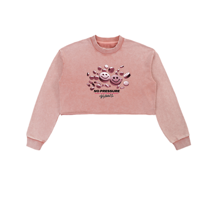 Snow Washed Raw Edge Cropped Sweatshirt