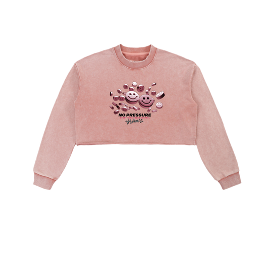 Snow Washed Raw Edge Cropped Sweatshirt